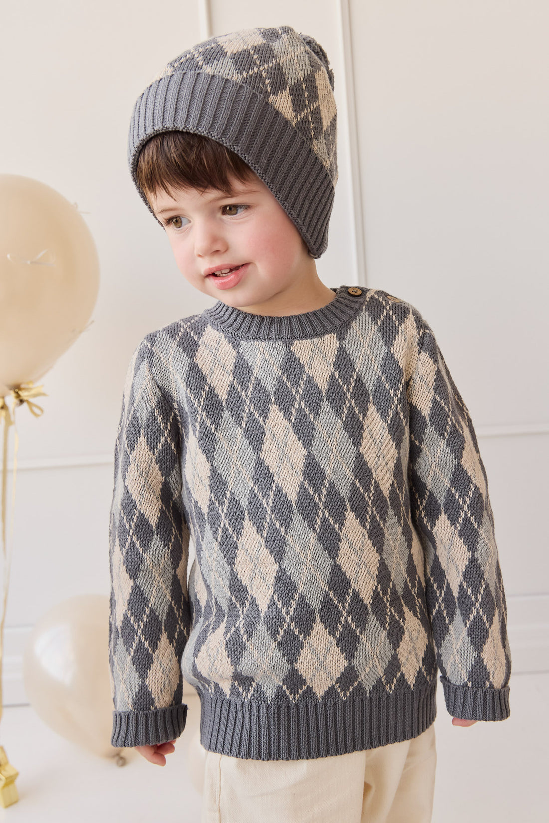 Enzo Jumper - Enzo Jacquard - Lava Smoke Childrens Jumper from Jamie Kay NZ