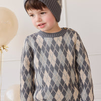 Enzo Jumper - Enzo Jacquard - Lava Smoke Childrens Jumper from Jamie Kay NZ