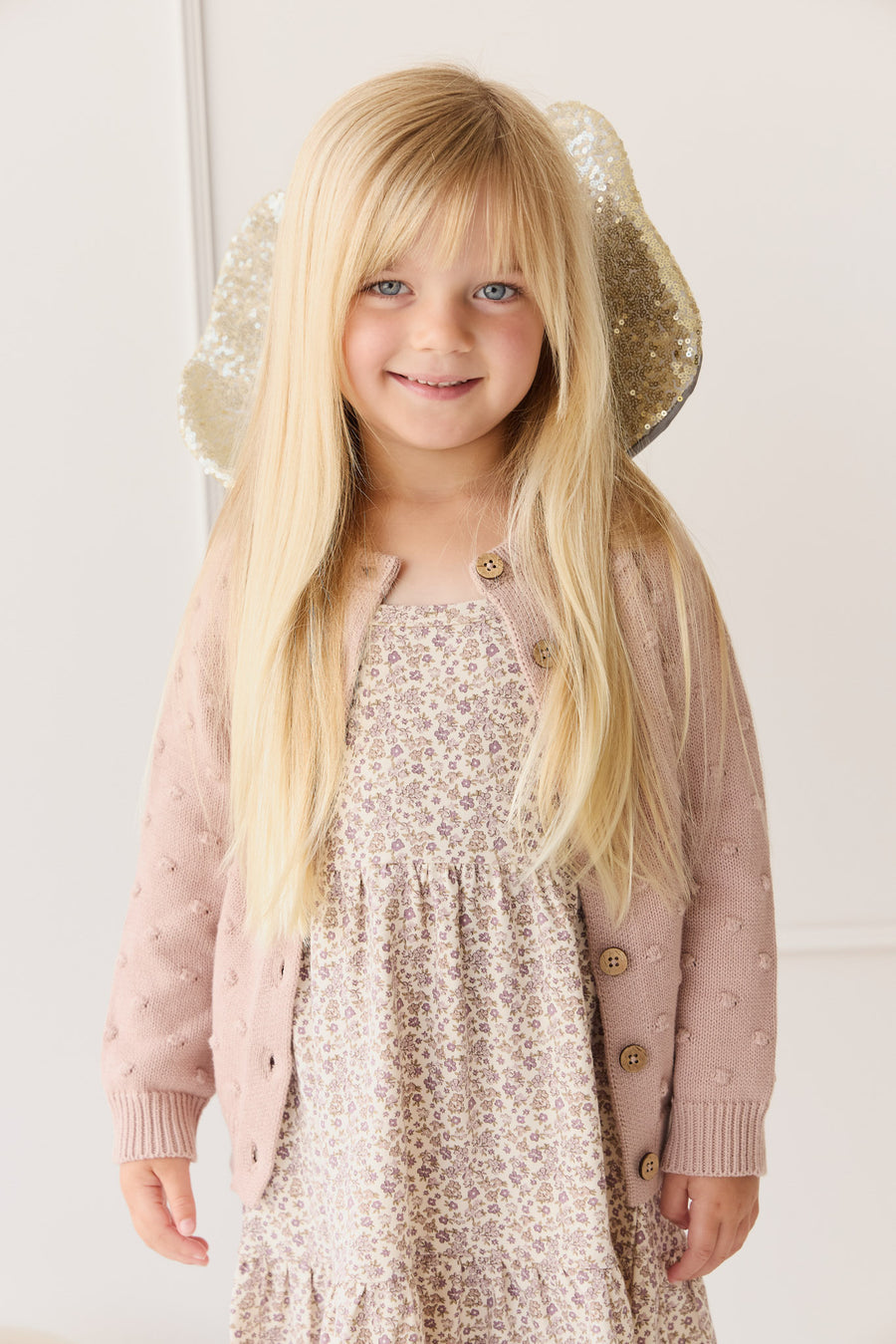 Dotty Cardigan - Dusky Rose Childrens Cardigan from Jamie Kay NZ