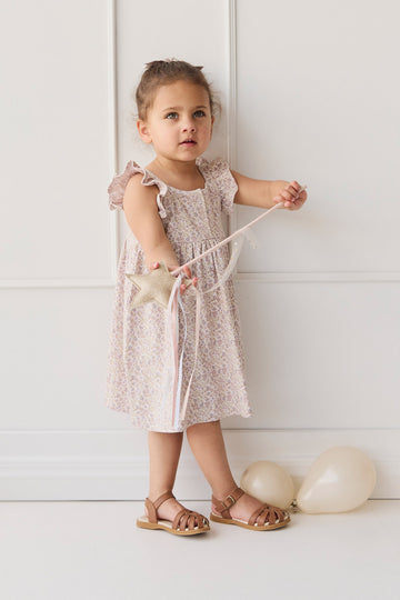 Organic Cotton Sienna Dress - Amber Floral Lilac Ash Childrens Dress from Jamie Kay NZ