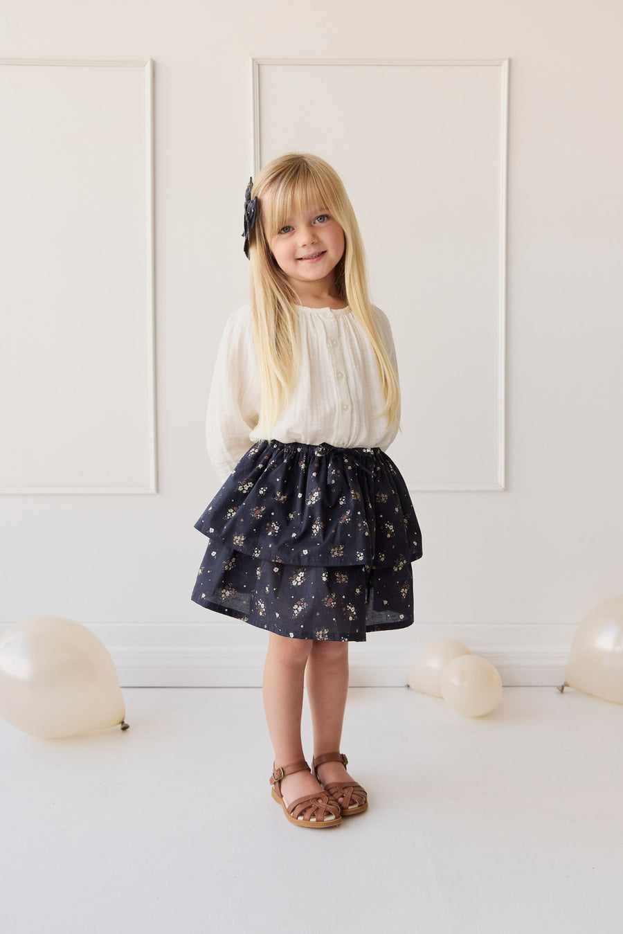 Organic Cotton Muslin Heather Blouse - Parchment Childrens top from Jamie Kay NZ