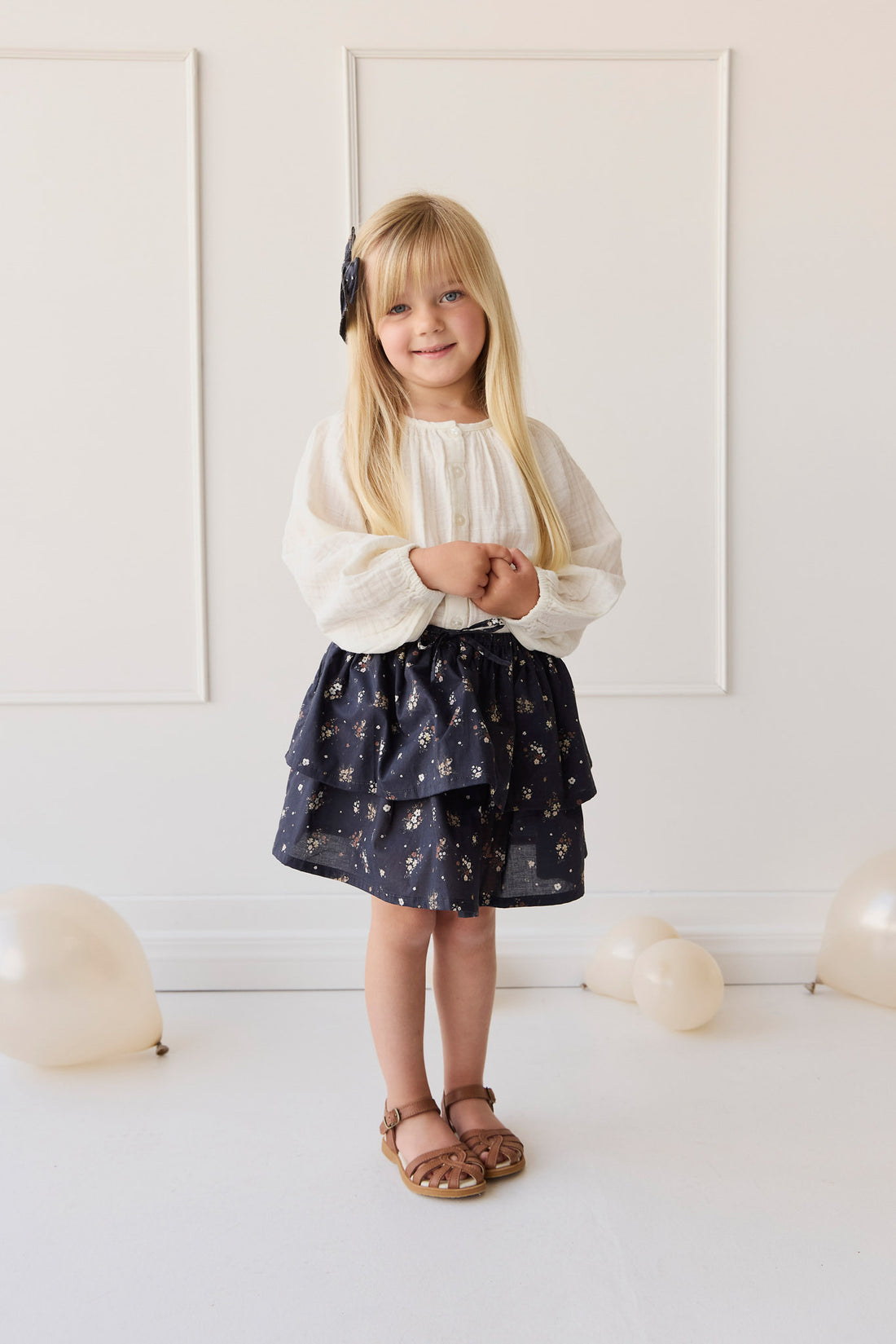 Organic Cotton Muslin Heather Blouse - Parchment Childrens top from Jamie Kay NZ