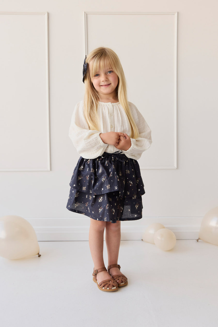 Organic Cotton Muslin Heather Blouse - Parchment Childrens top from Jamie Kay NZ