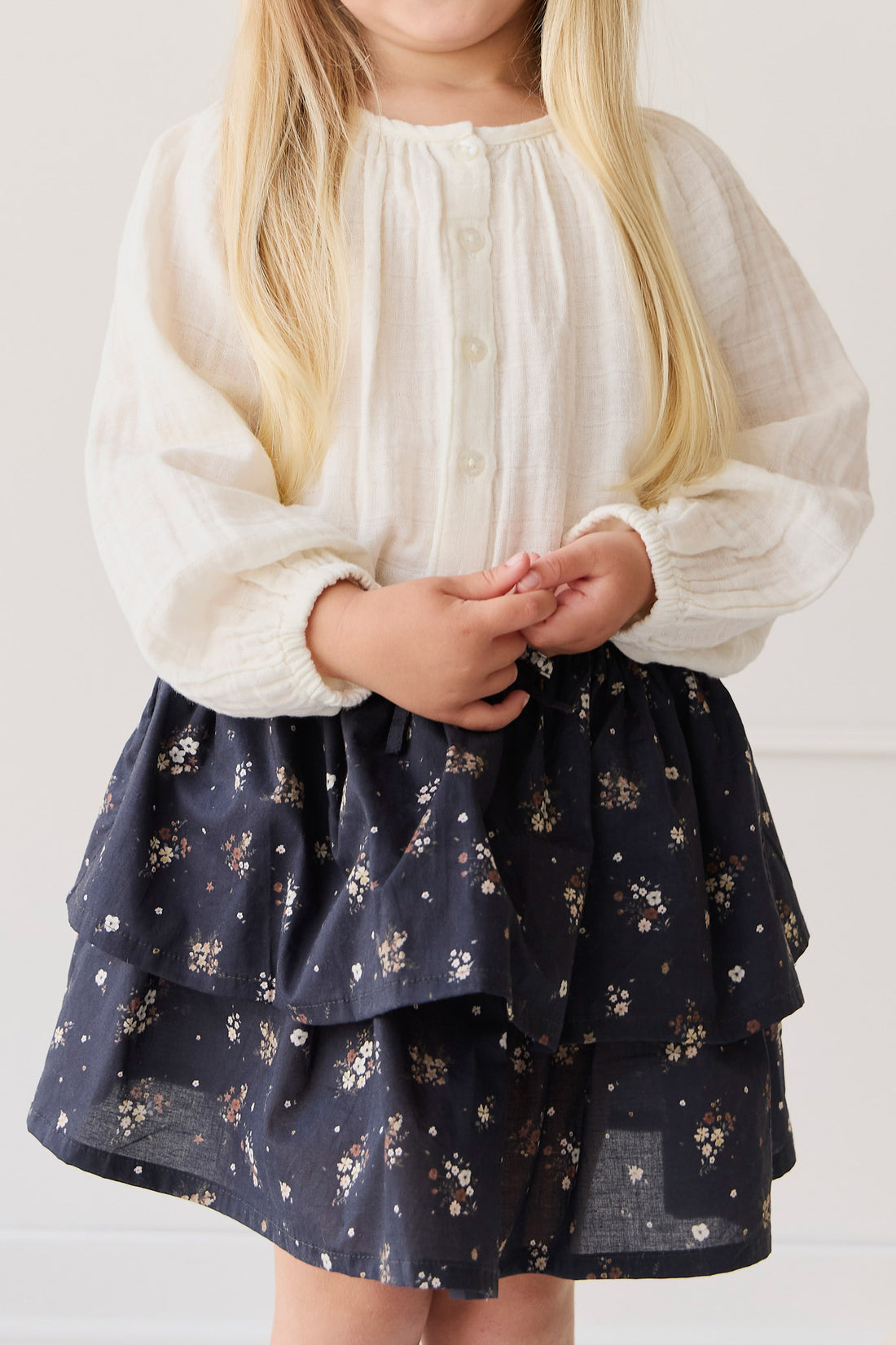 Organic Cotton Muslin Heather Blouse - Parchment Childrens top from Jamie Kay NZ