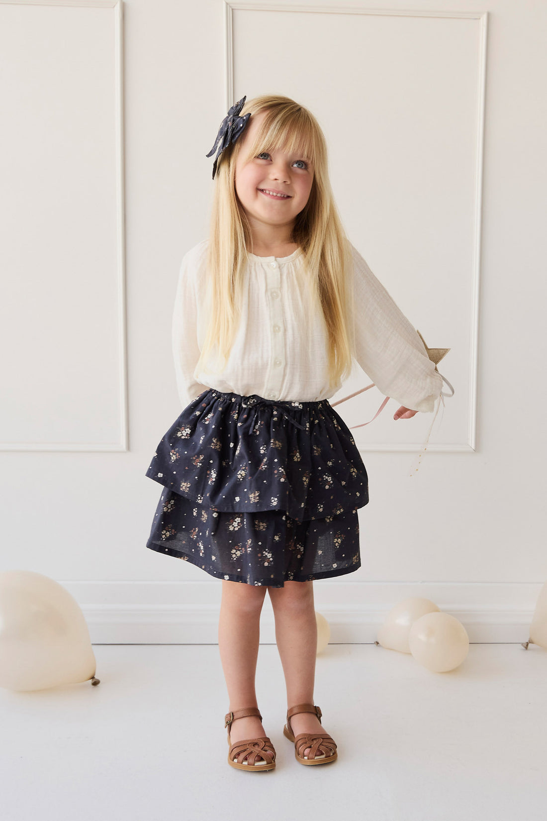 Organic Cotton Muslin Heather Blouse - Parchment Childrens top from Jamie Kay NZ