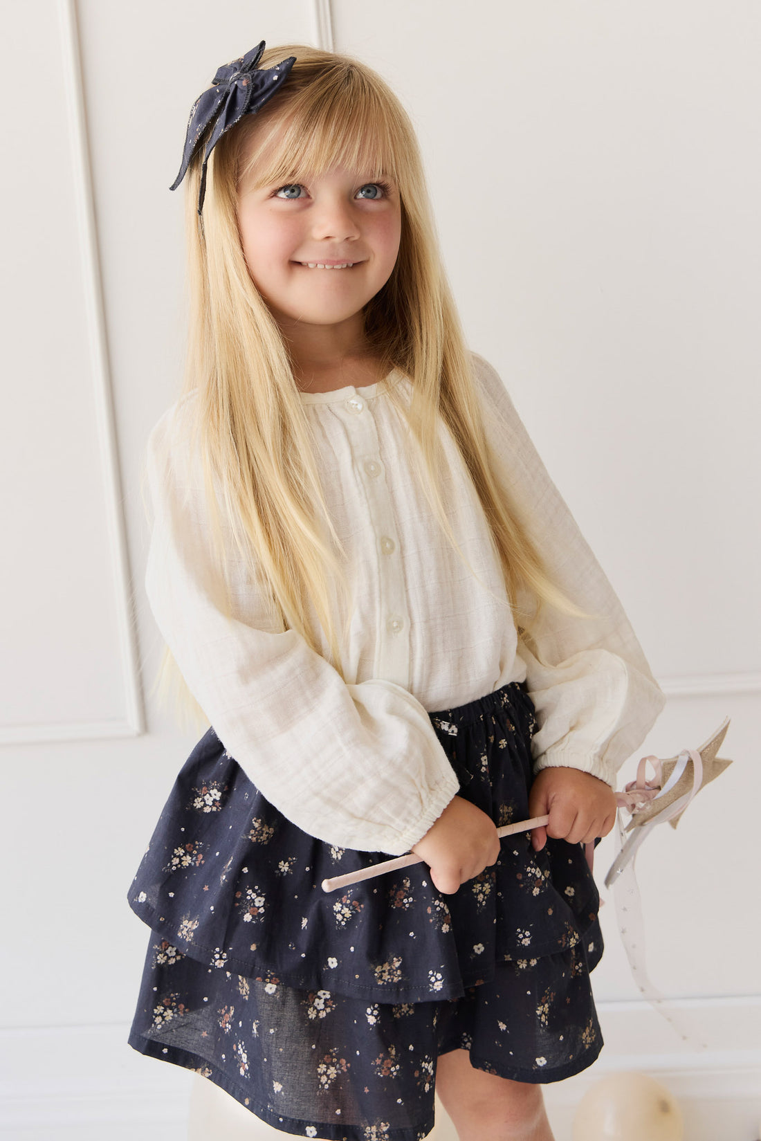 Organic Cotton Muslin Heather Blouse - Parchment Childrens top from Jamie Kay NZ