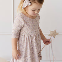 Organic Cotton Tulip Dress - Amber Floral Lilac Ash Childrens Dress from Jamie Kay NZ