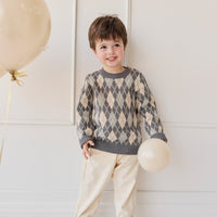 Enzo Jumper - Enzo Jacquard - Lava Smoke Childrens Jumper from Jamie Kay NZ