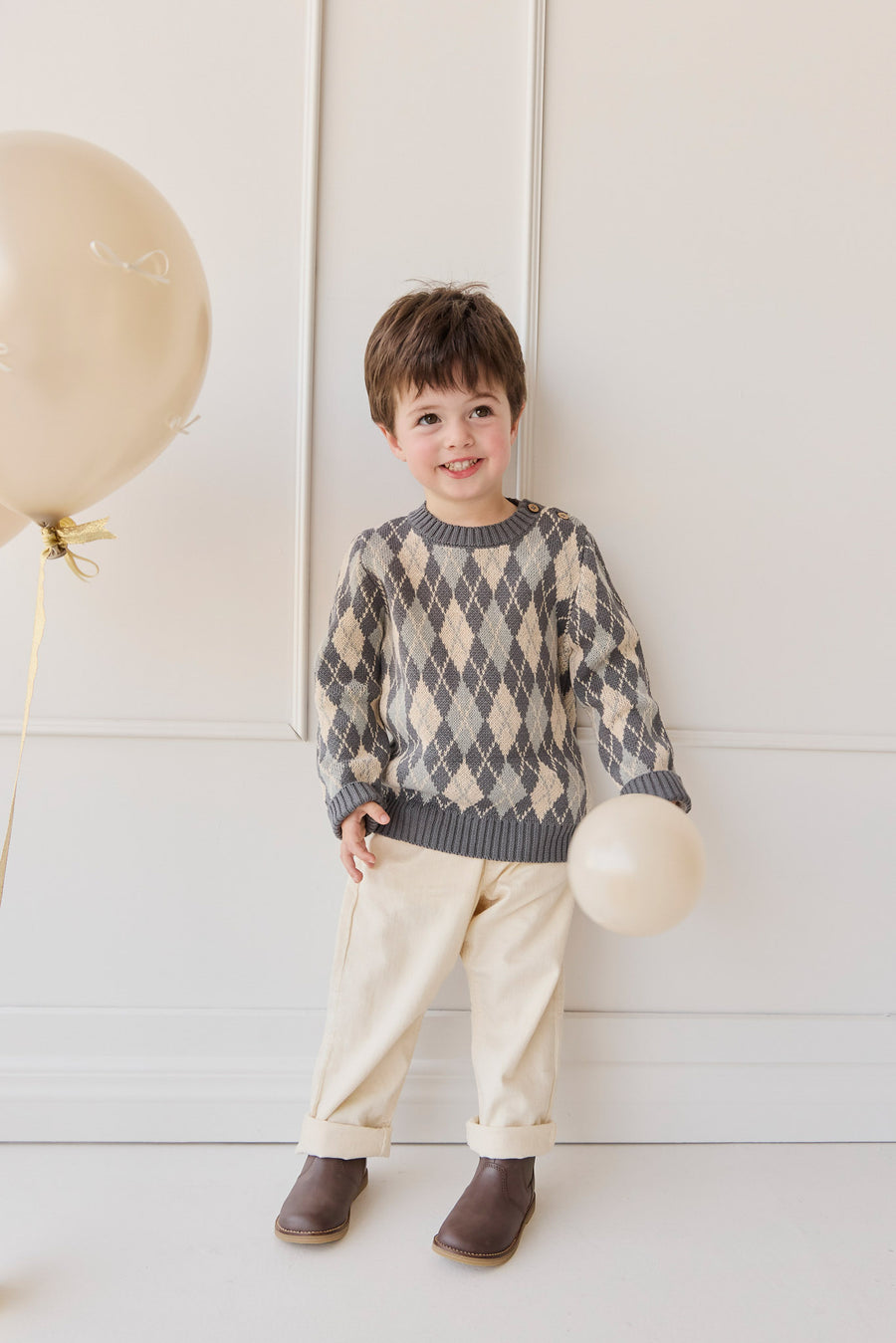 Enzo Jumper - Enzo Jacquard - Lava Smoke Childrens Jumper from Jamie Kay NZ