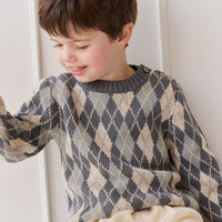 Enzo Jumper - Enzo Jacquard - Lava Smoke Childrens Jumper from Jamie Kay NZ