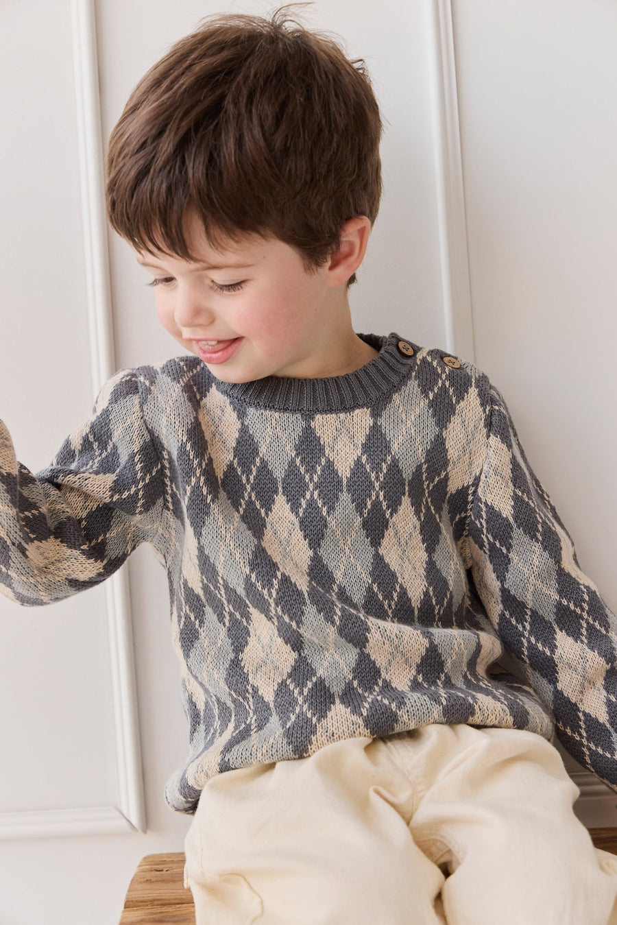 Enzo Jumper - Enzo Jacquard - Lava Smoke Childrens Jumper from Jamie Kay NZ