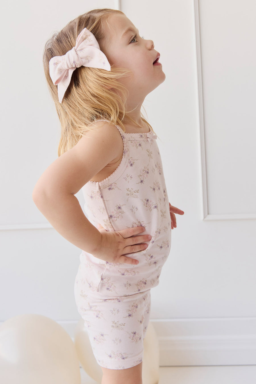 Organic Cotton Singlet - Sweet Pea Floral Childrens Singlet from Jamie Kay NZ