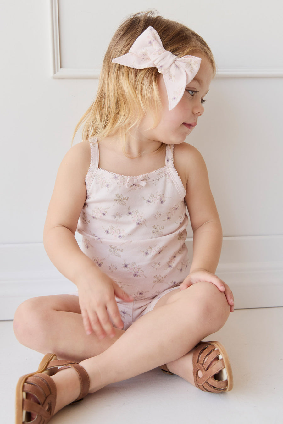 Organic Cotton Singlet - Sweet Pea Floral Childrens Singlet from Jamie Kay NZ