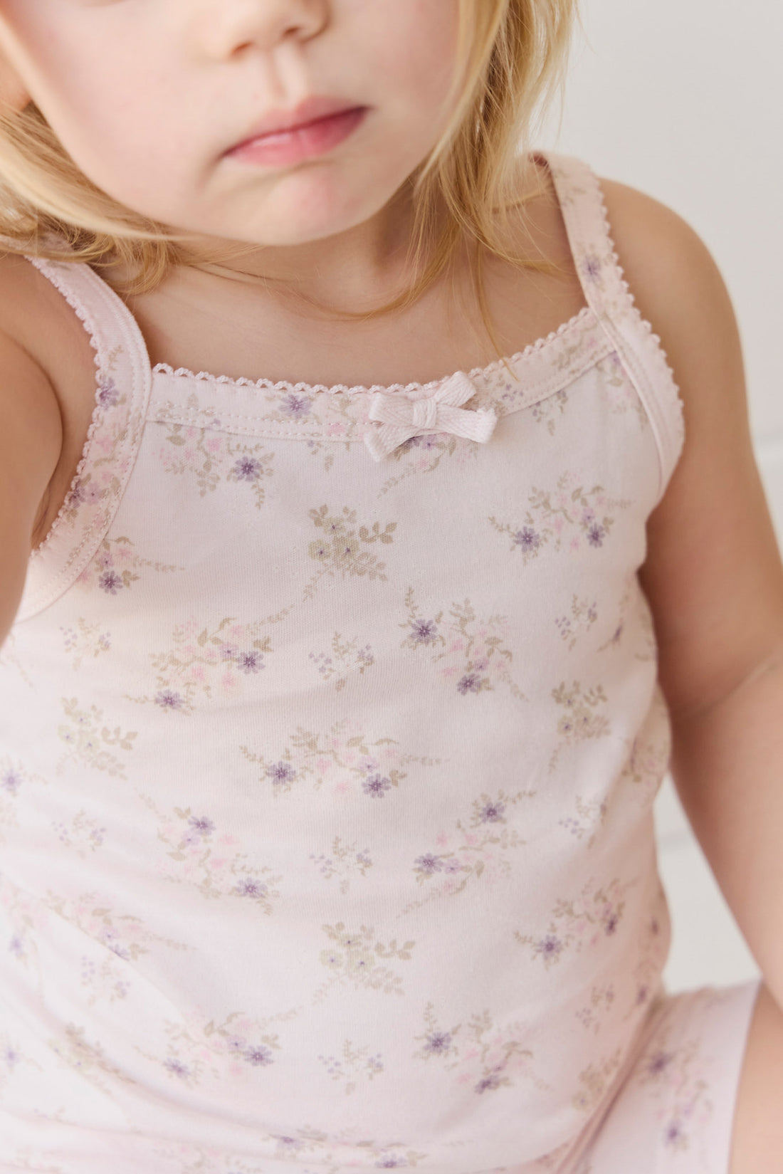 Organic Cotton Singlet - Sweet Pea Floral Childrens Singlet from Jamie Kay NZ