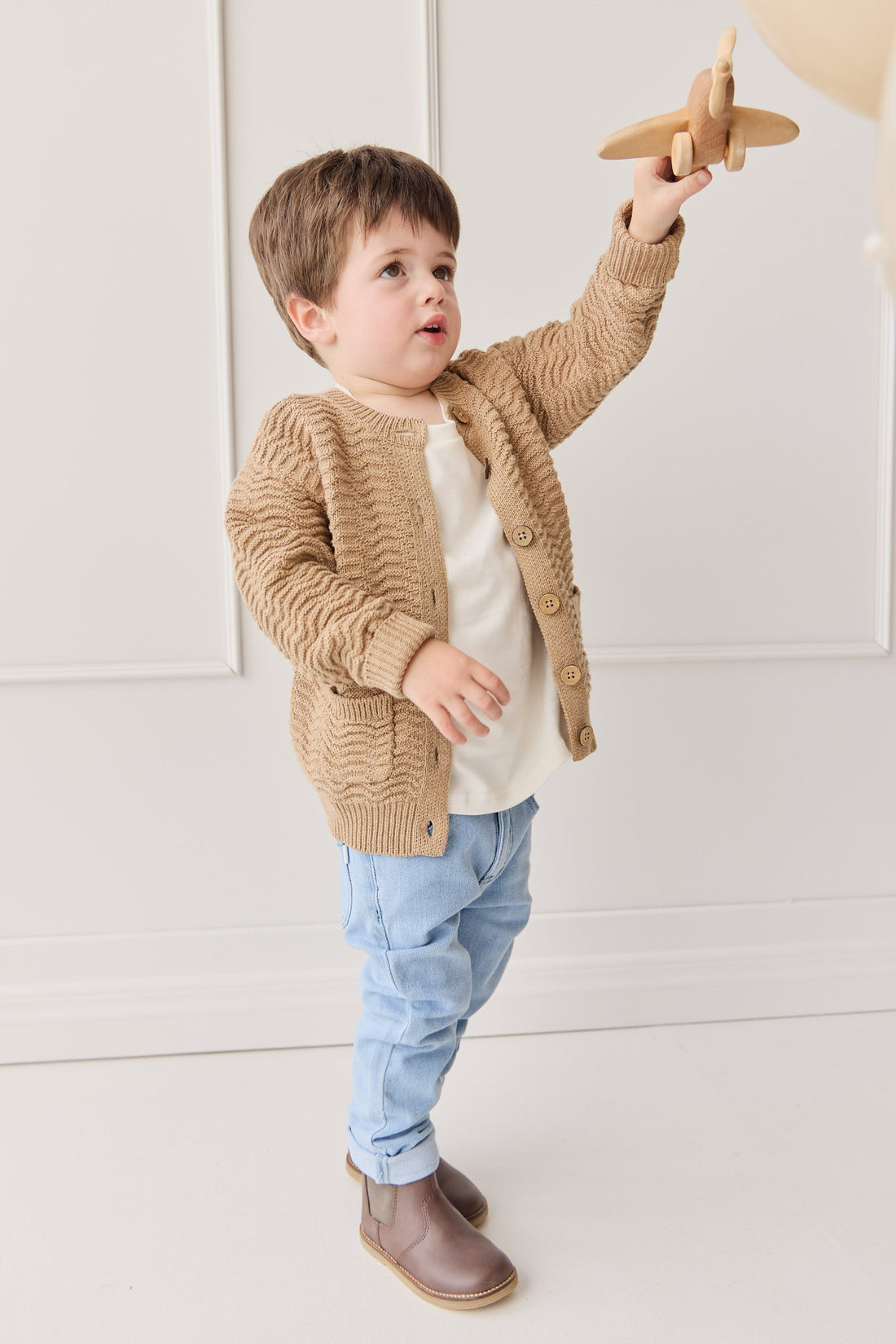 Maverick Cardigan - Toffee Marle Childrens Cardigan from Jamie Kay NZ