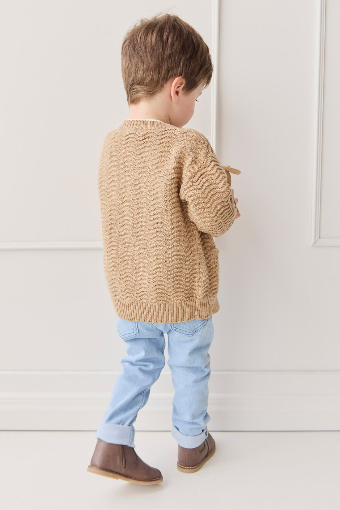 Maverick Cardigan - Toffee Marle Childrens Cardigan from Jamie Kay NZ