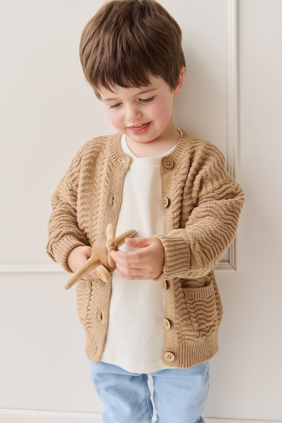 Maverick Cardigan - Toffee Marle Childrens Cardigan from Jamie Kay NZ