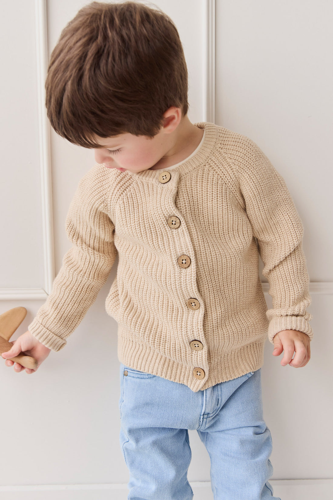 Max Cardigan - Oatmeal Marle Childrens Cardigan from Jamie Kay NZ