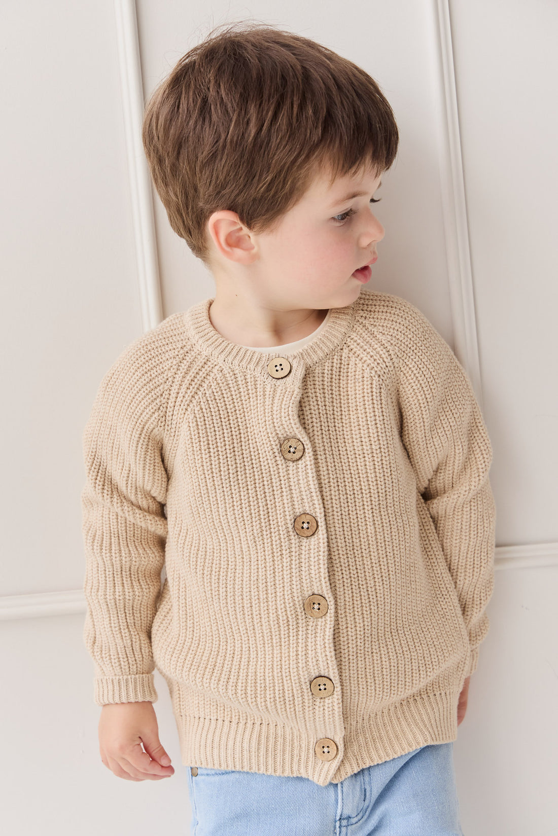 Max Cardigan - Oatmeal Marle Childrens Cardigan from Jamie Kay NZ