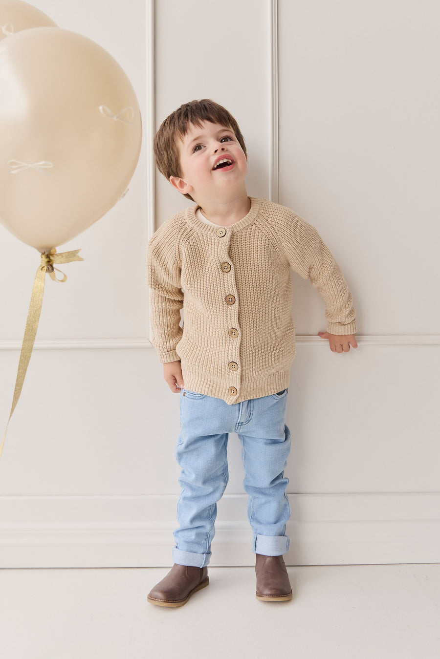 Max Cardigan - Oatmeal Marle Childrens Cardigan from Jamie Kay NZ