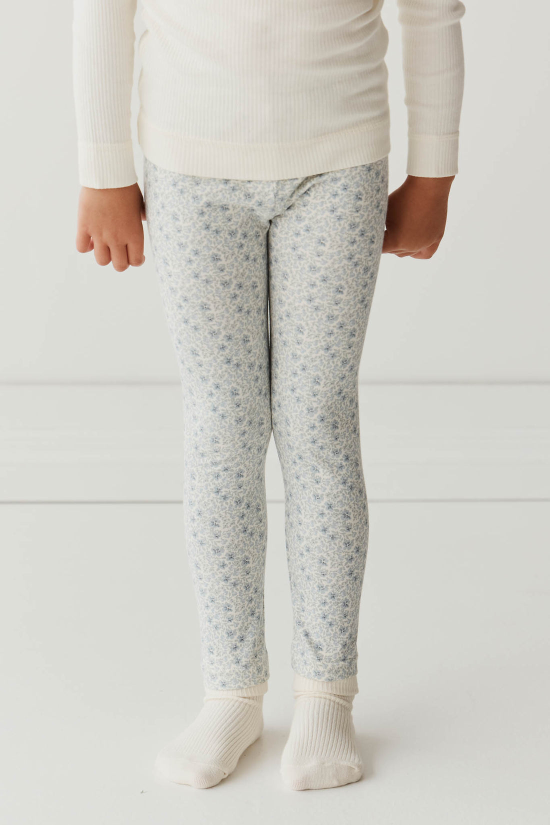 Organic Cotton Everyday Legging - Claudette Pearl Blue Childrens Legging from Jamie Kay NZ