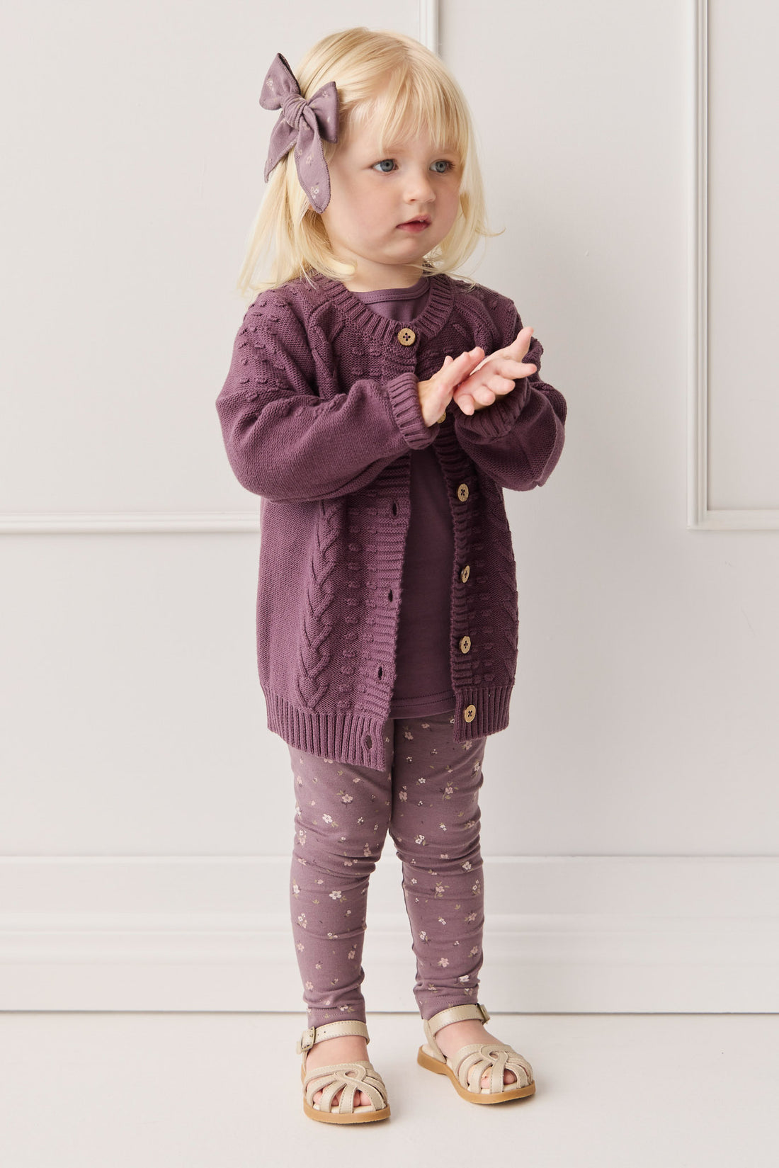 Cable Knit Cardigan - Blackberry Childrens Cardigan from Jamie Kay NZ