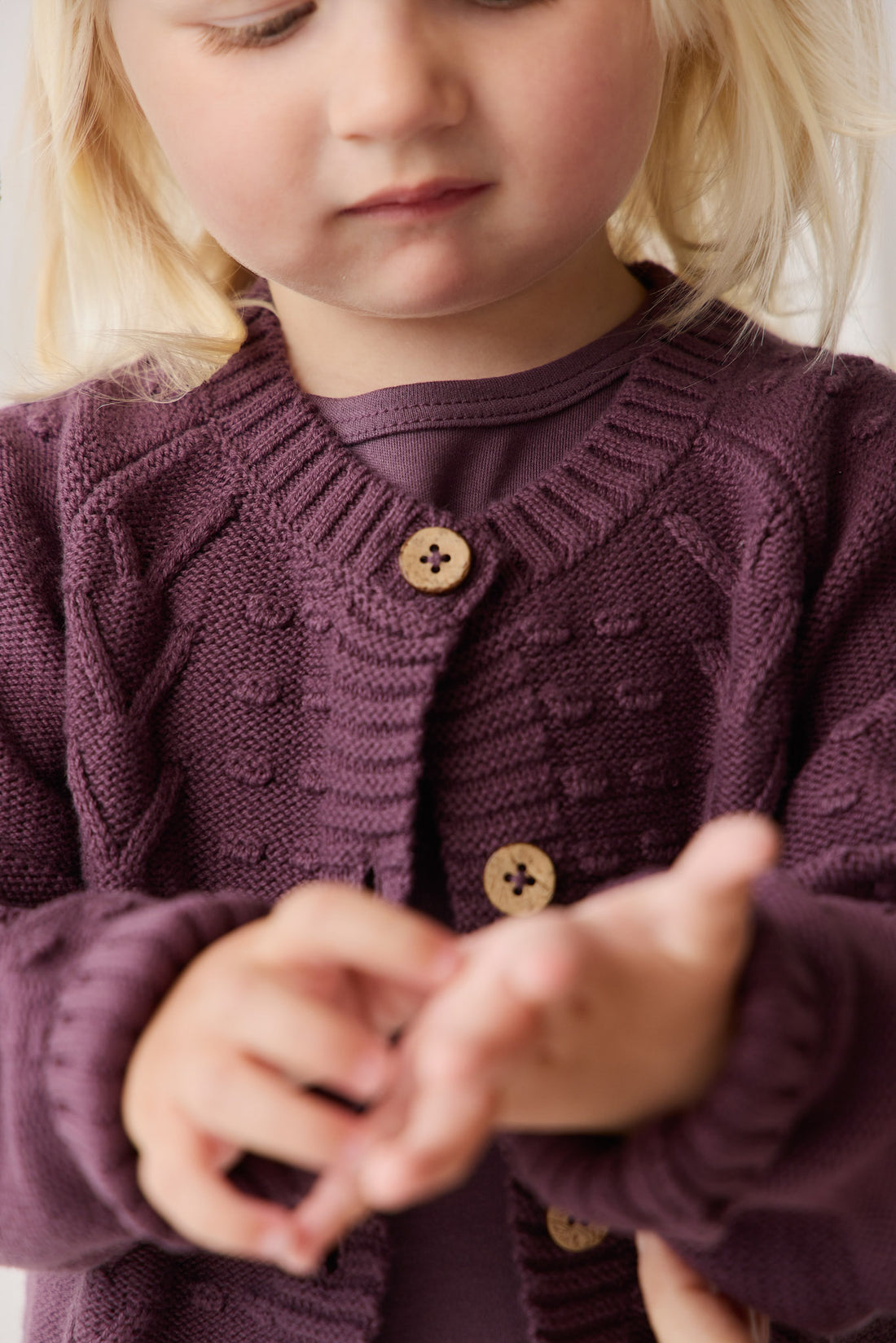 Cable Knit Cardigan - Blackberry Childrens Cardigan from Jamie Kay NZ