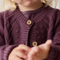 Cable Knit Cardigan - Blackberry Childrens Cardigan from Jamie Kay NZ