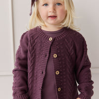 Cable Knit Cardigan - Blackberry Childrens Cardigan from Jamie Kay NZ