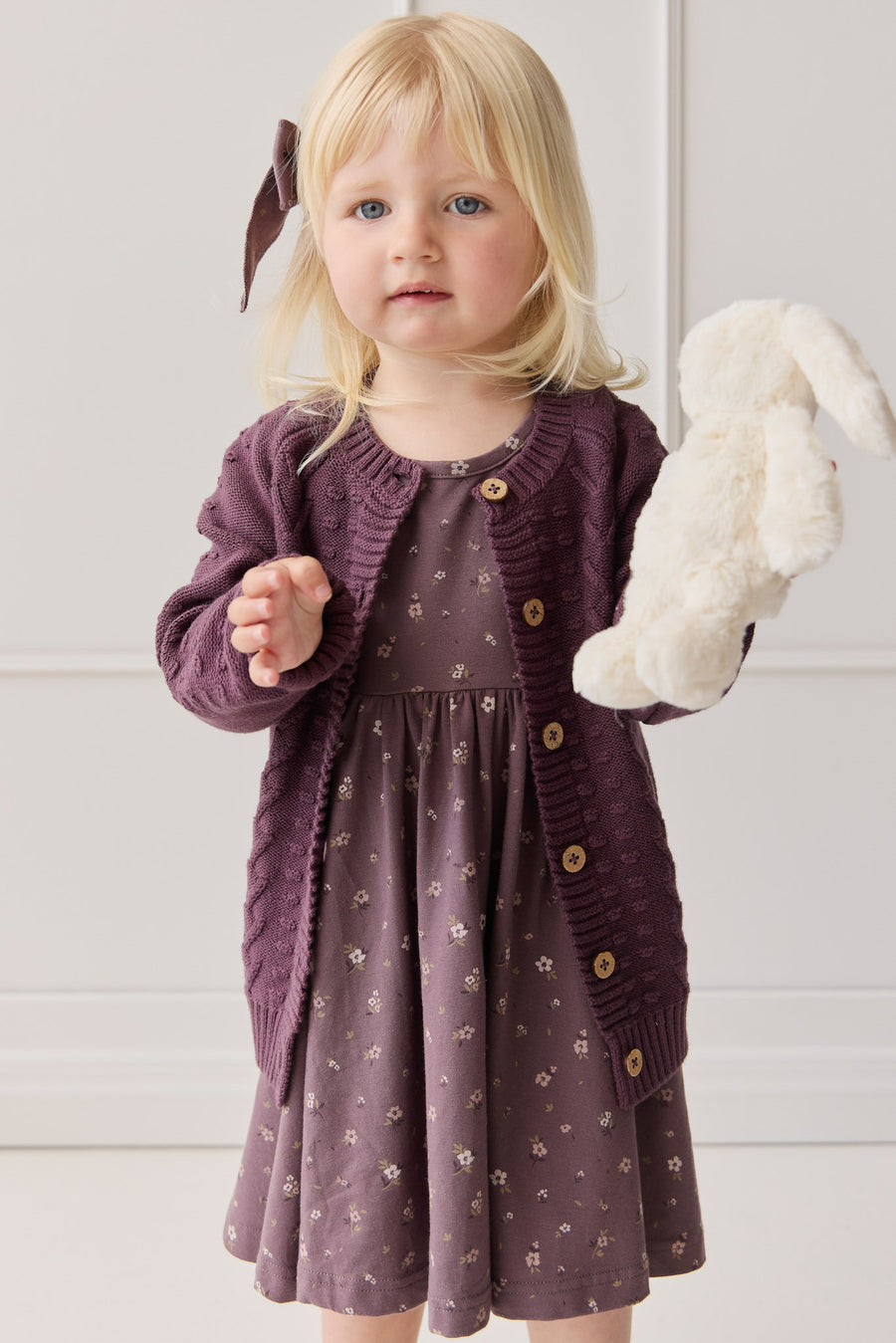 Cable Knit Cardigan - Blackberry Childrens Cardigan from Jamie Kay NZ