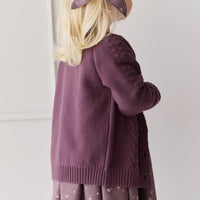 Cable Knit Cardigan - Blackberry Childrens Cardigan from Jamie Kay NZ