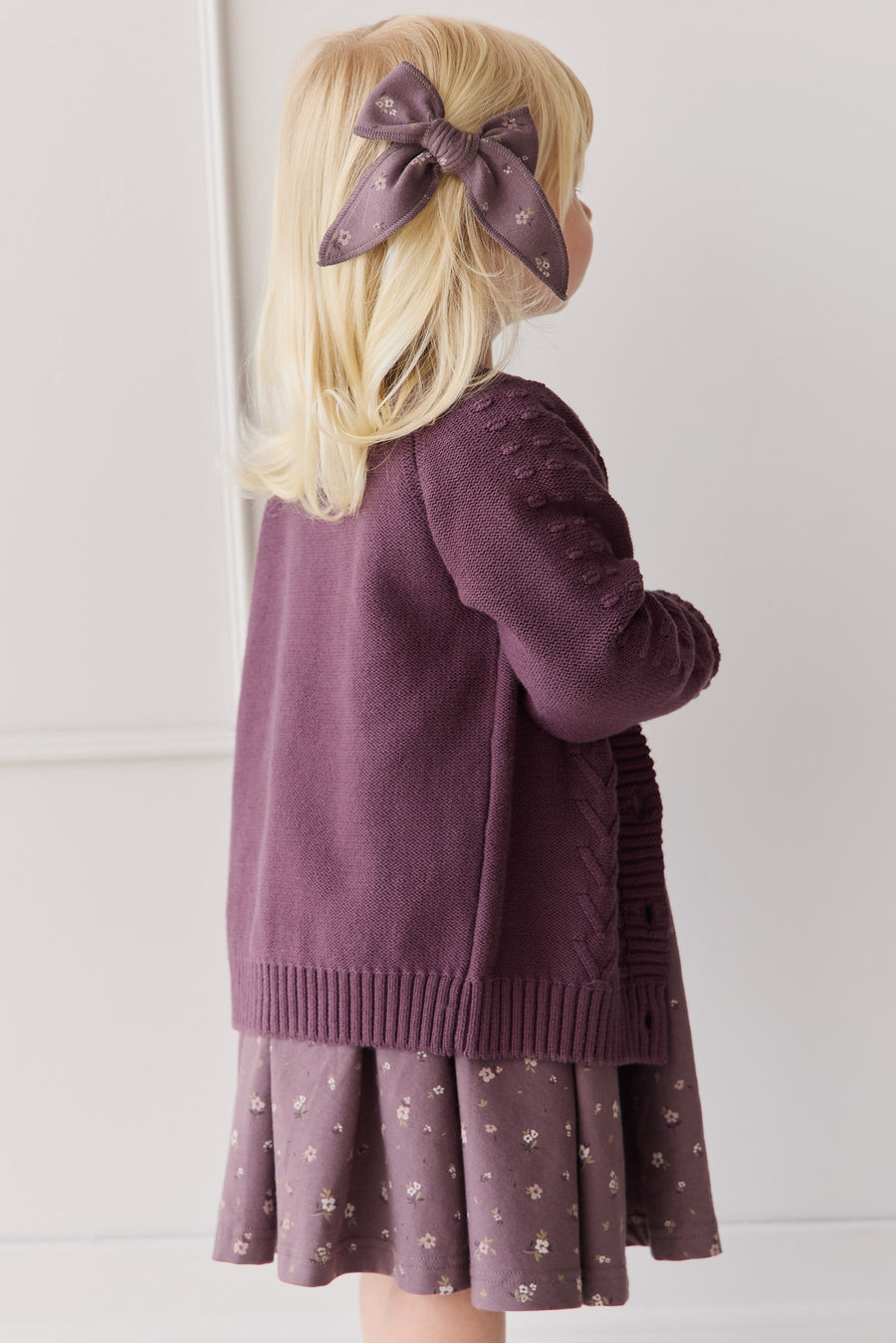 Cable Knit Cardigan - Blackberry Childrens Cardigan from Jamie Kay NZ