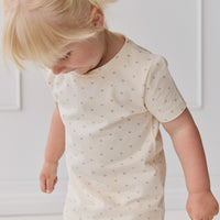 Organic Cotton Skye Short Sleeve Pyjama Set - Mon Amour Vintage Violet Childrens Pyjama from Jamie Kay NZ