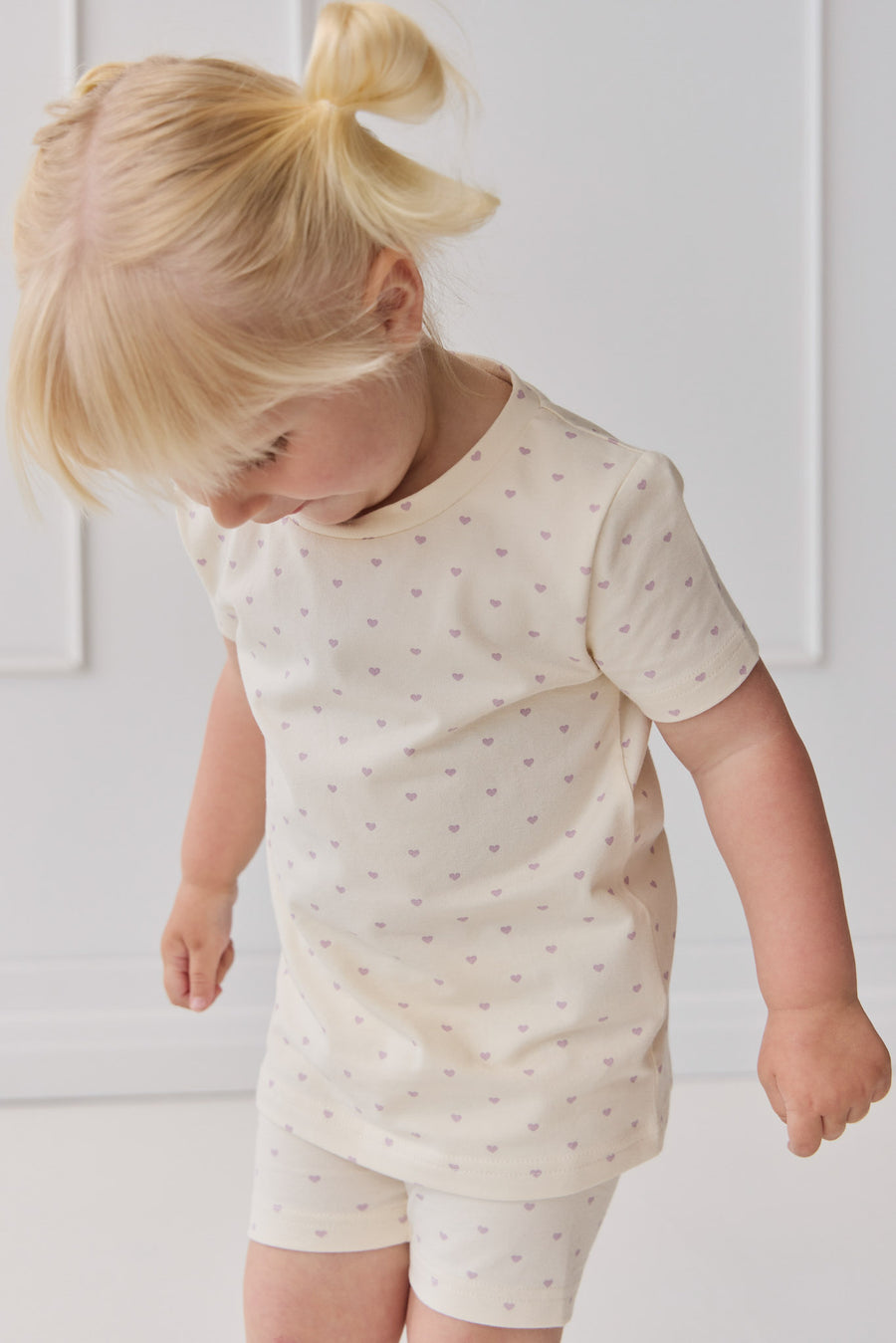 Organic Cotton Skye Short Sleeve Pyjama Set - Mon Amour Vintage Violet Childrens Pyjama from Jamie Kay NZ