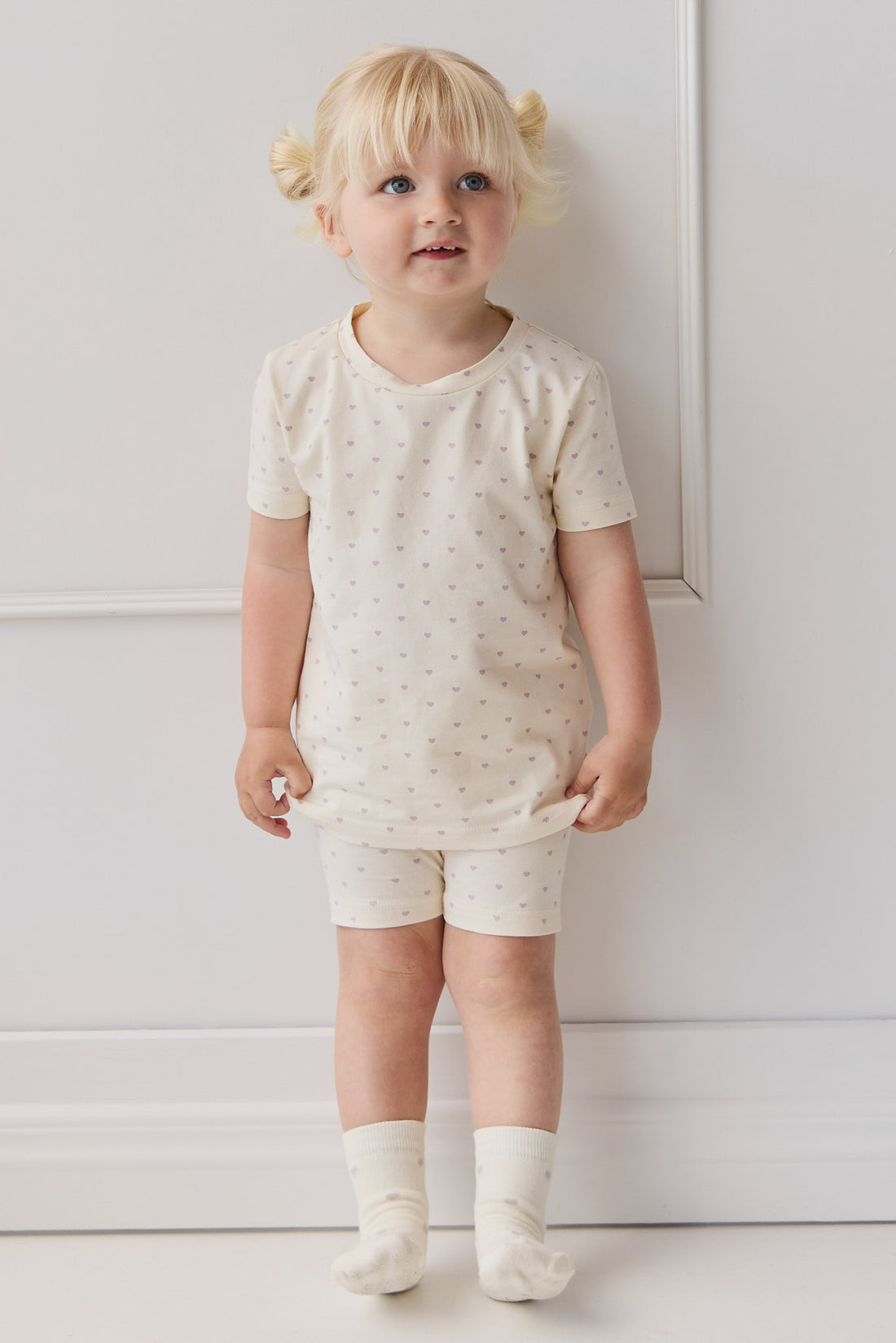 Organic Cotton Skye Short Sleeve Pyjama Set - Mon Amour Vintage Violet Childrens Pyjama from Jamie Kay NZ