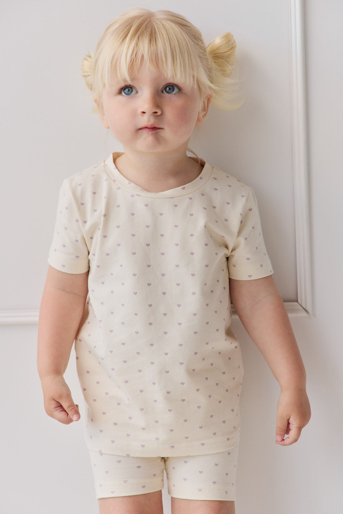 Organic Cotton Skye Short Sleeve Pyjama Set - Mon Amour Vintage Violet Childrens Pyjama from Jamie Kay NZ