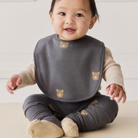 Organic Cotton Bib - Bobbie Bears Black Oyster Childrens Bib from Jamie Kay NZ