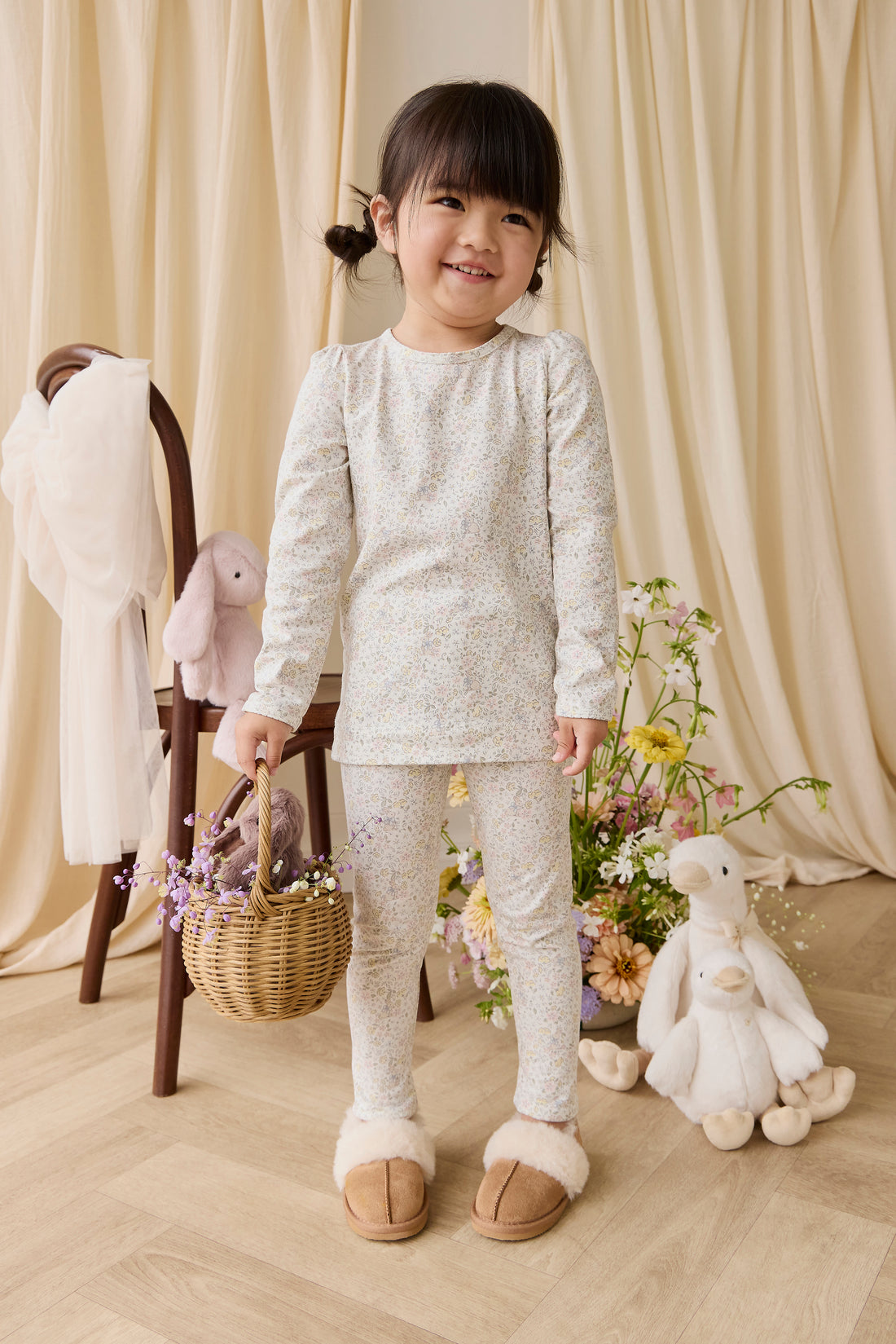 Organic Cotton Louisella Long Sleeve Pyjama Set-Cottage Garden Childrens Pyjama from Jamie Kay NZ