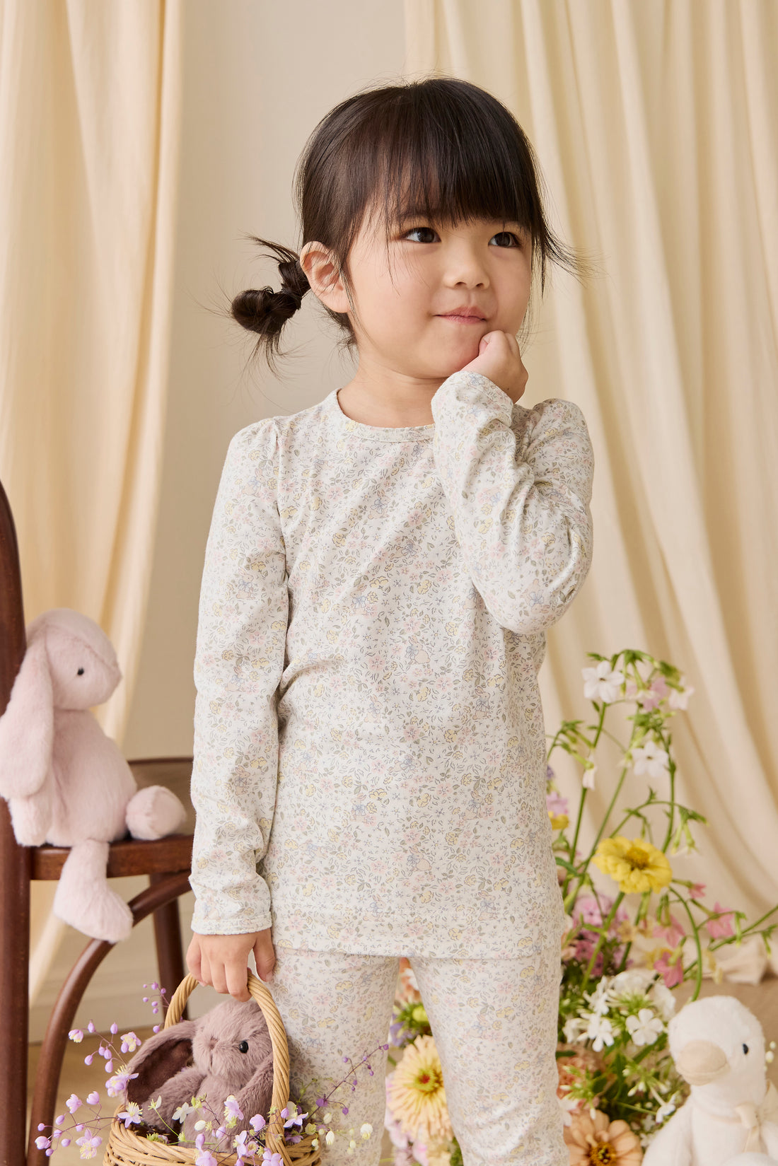 Organic Cotton Louisella Long Sleeve Pyjama Set-Cottage Garden Childrens Pyjama from Jamie Kay NZ
