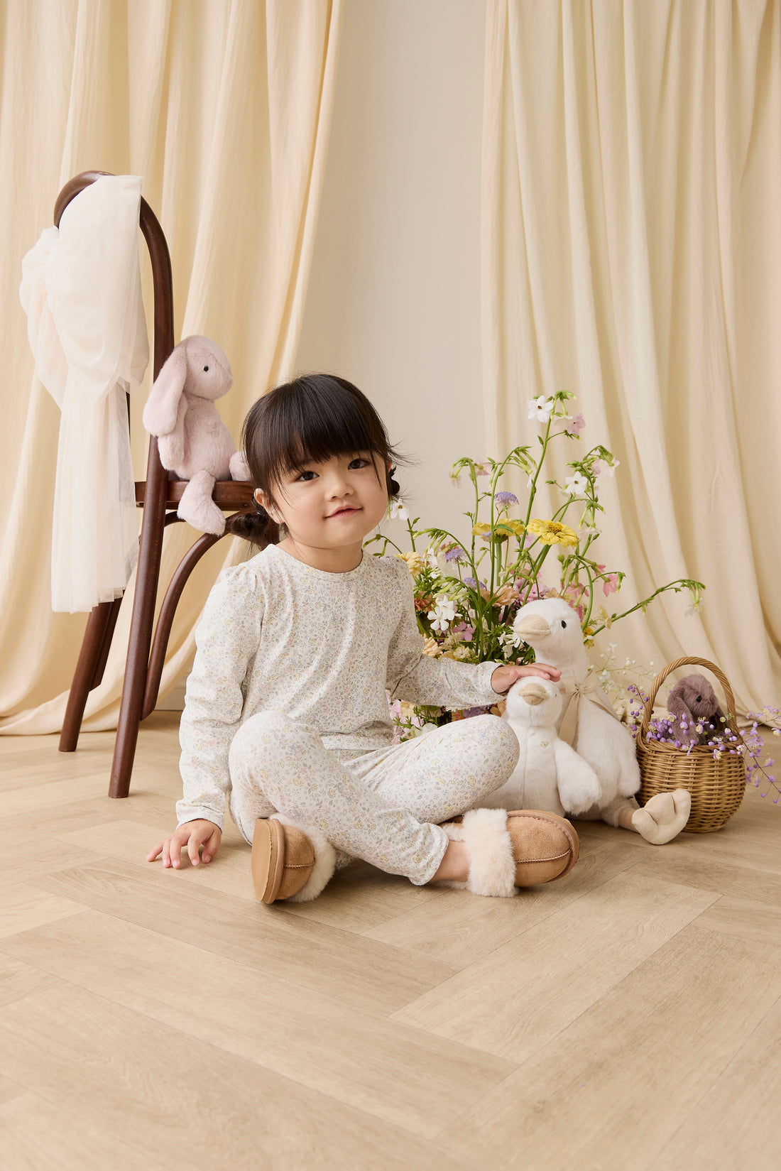 Organic Cotton Louisella Long Sleeve Pyjama Set-Cottage Garden Childrens Pyjama from Jamie Kay NZ