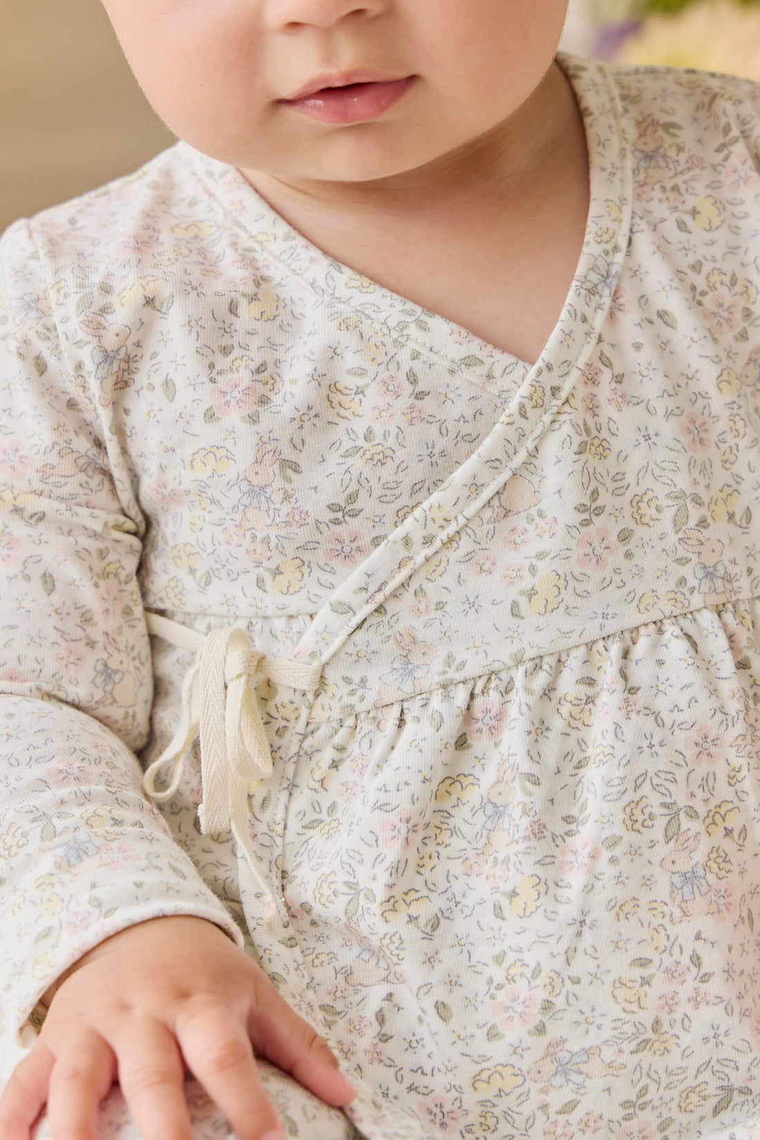 Organic Cotton Petal Wrap Top-Cottage Garden Childrens Top from Jamie Kay NZ