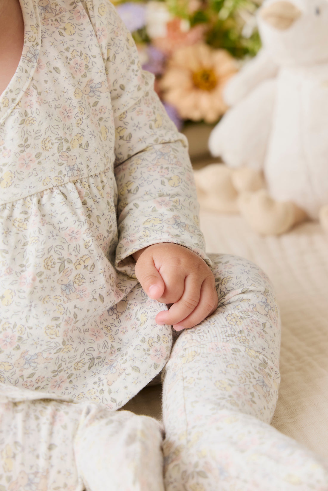 Organic Cotton Petal Wrap Top-Cottage Garden Childrens Top from Jamie Kay NZ