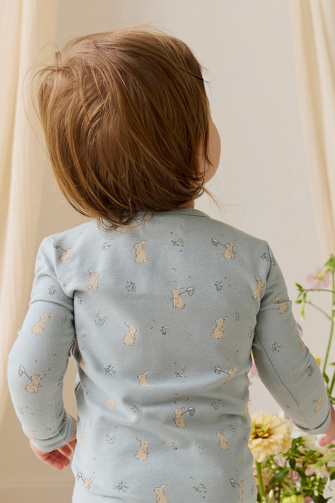 Organic Cotton Jude Onepiece-Lapin Jardin Blue Childrens Onepiece from Jamie Kay NZ