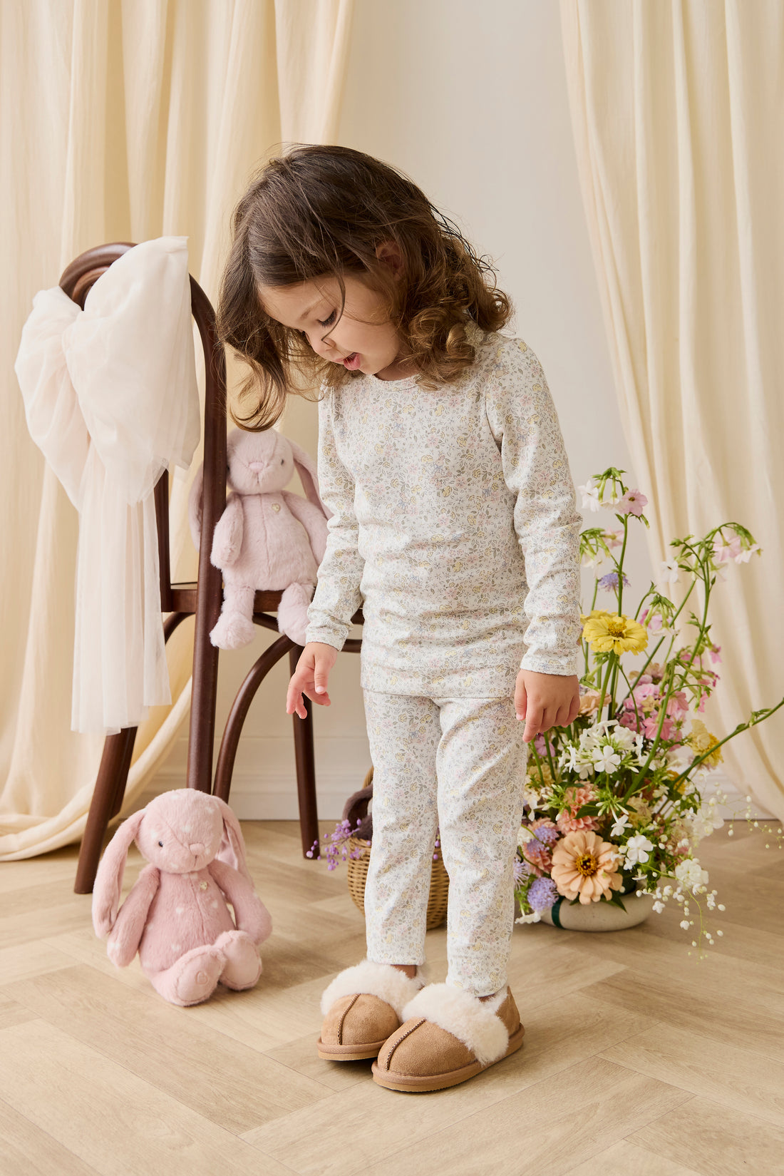 Organic Cotton Louisella Long Sleeve Pyjama Set-Cottage Garden Childrens Pyjama from Jamie Kay NZ