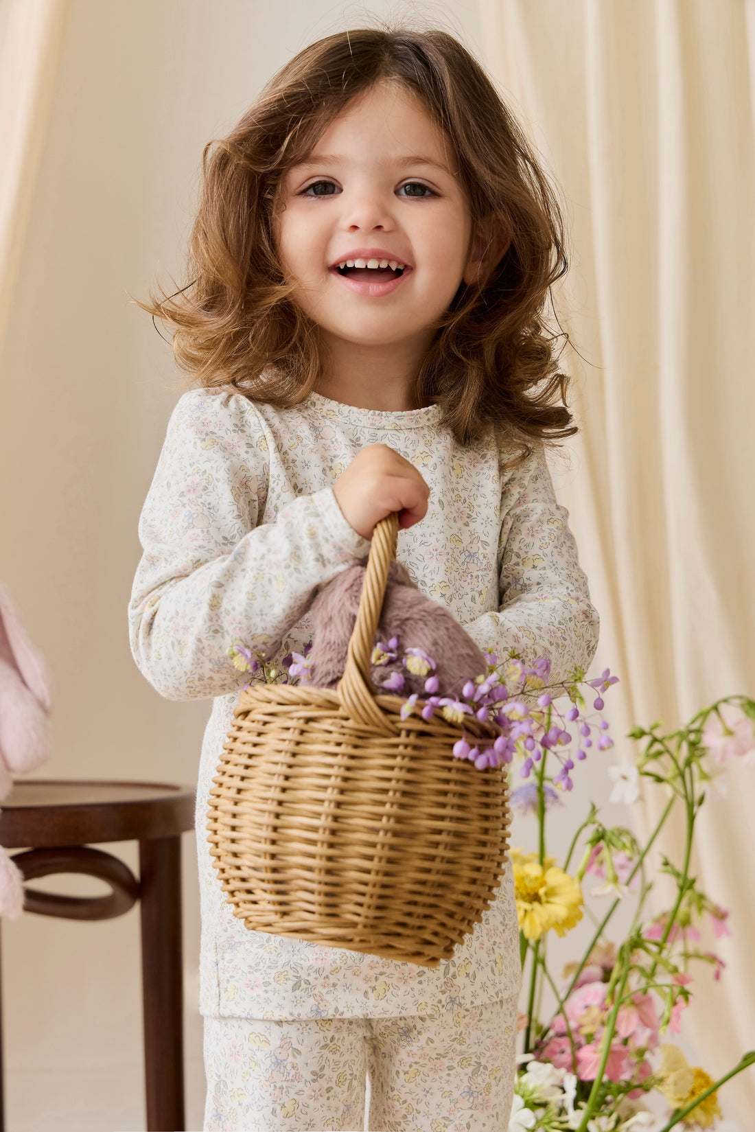 Organic Cotton Louisella Long Sleeve Pyjama Set-Cottage Garden Childrens Pyjama from Jamie Kay NZ