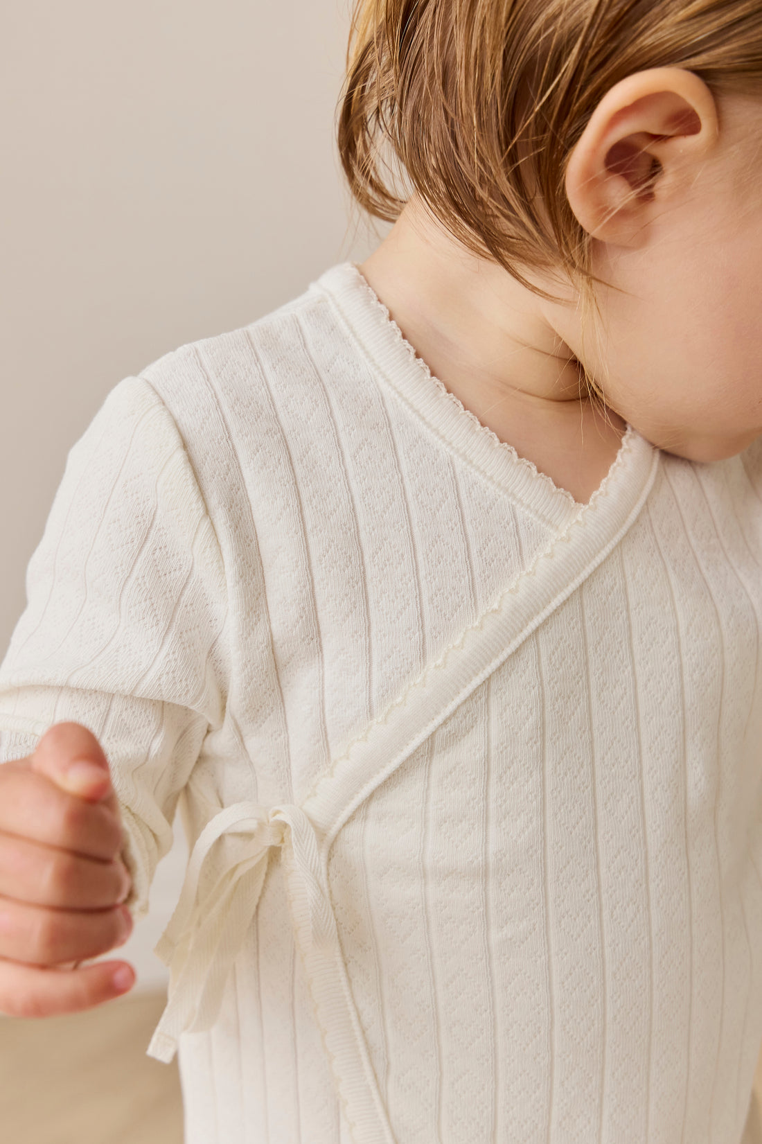 Organic Cotton Estelle Onepiece - Sweet Heart Pointelle Parchment Childrens Onepiece from Jamie Kay NZ