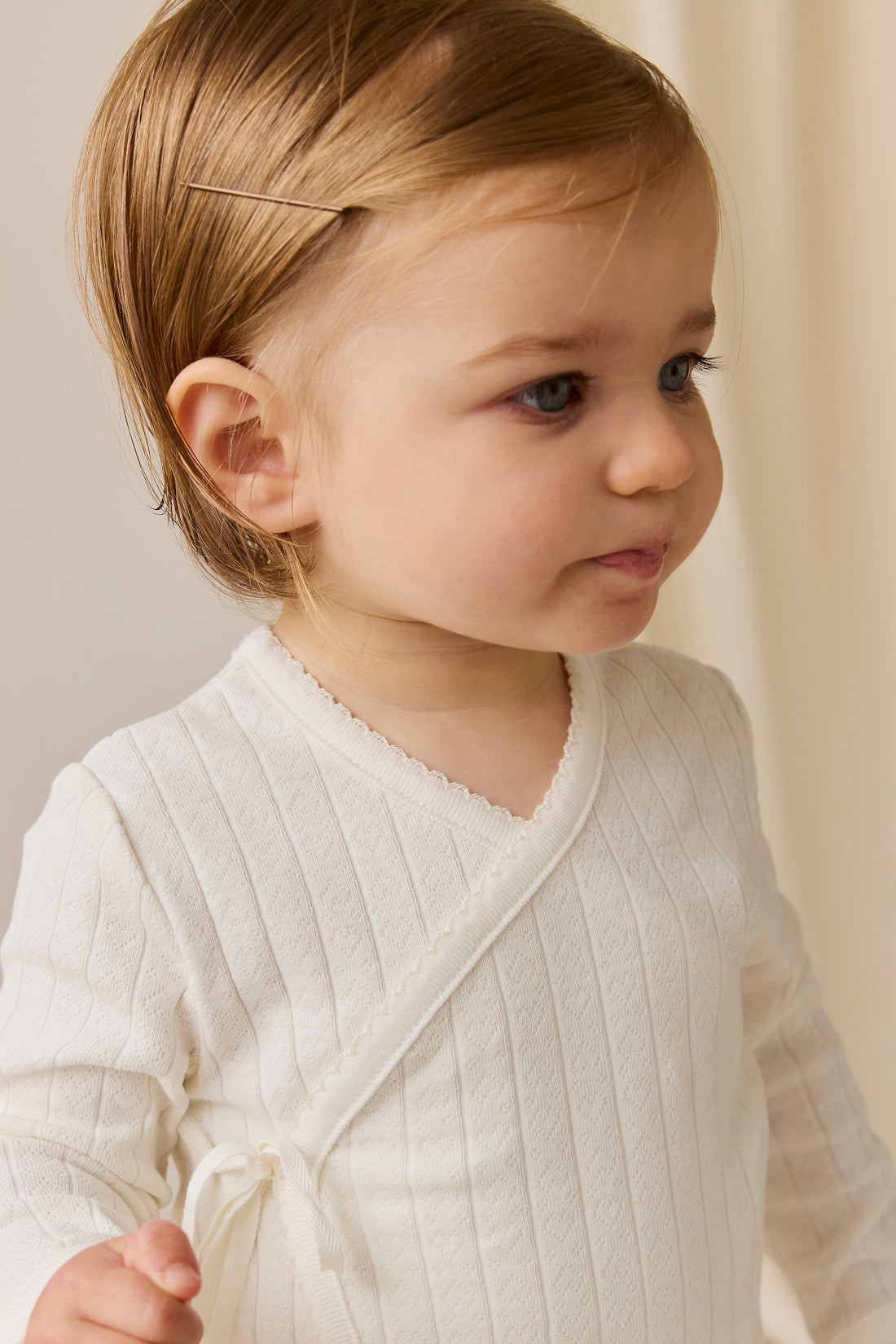 Organic Cotton Estelle Onepiece - Sweet Heart Pointelle Parchment Childrens Onepiece from Jamie Kay NZ