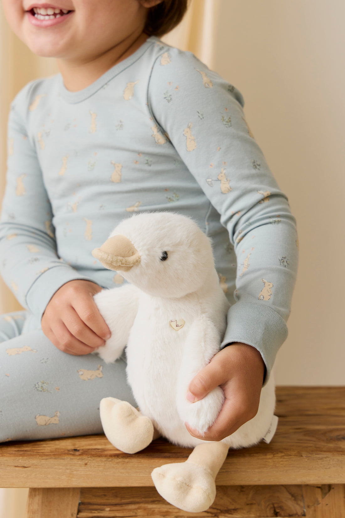 Organic Cotton Amory Long Sleeve Pyjama Set-Lapin Jardin Blue Childrens Pyjama from Jamie Kay NZ