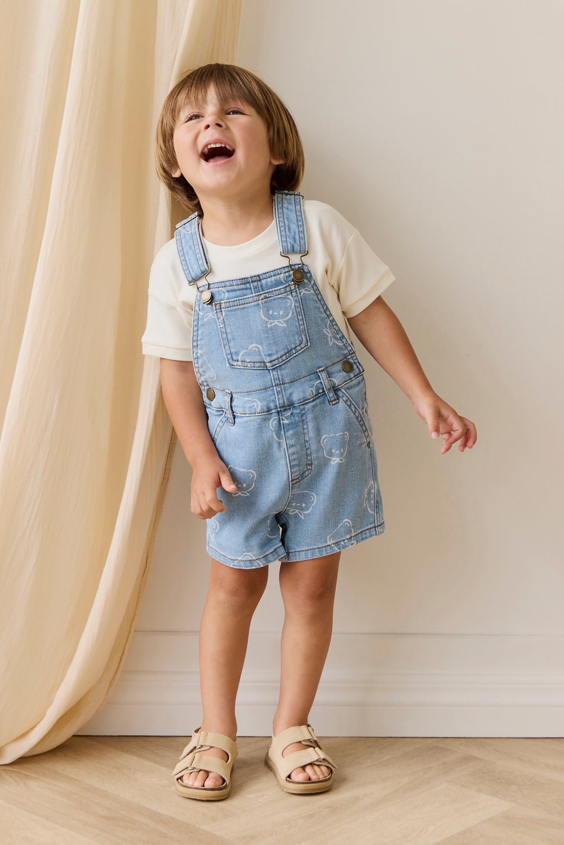Fenix Short Overalls - Bowie Bear Denim Childrens Overall from Jamie Kay NZ