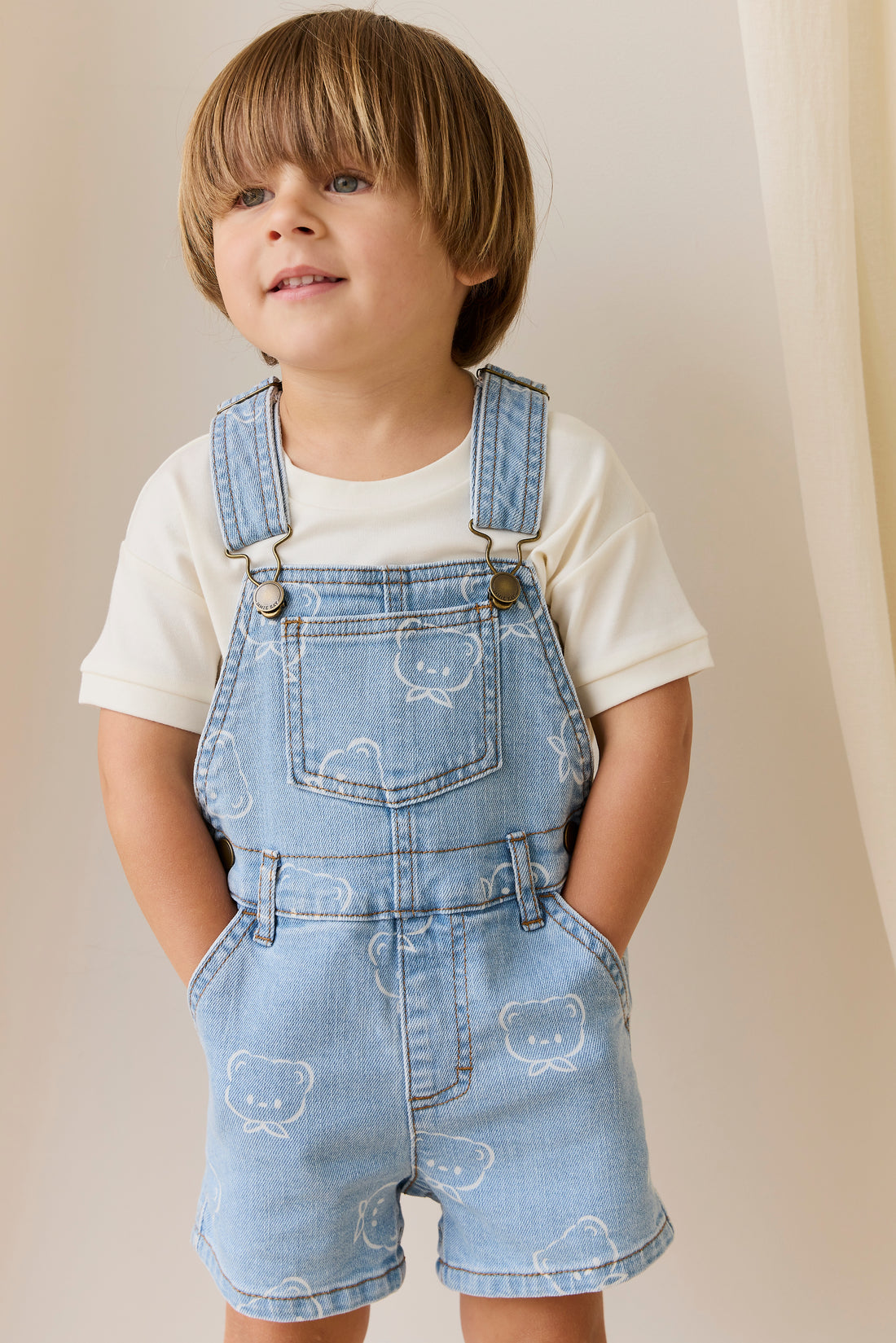 Fenix Short Overalls - Bowie Bear Denim Childrens Overall from Jamie Kay NZ